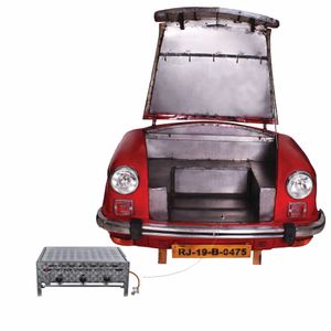 SIT Möbel Carbecue | recycelte Autofront aus Metall rot | mit Edelstahl Gasgrill | B 168 x T 95 x H 97 cm | 01054-45 | Serie THIS & THAT
