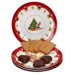 4x Weihnachtszauber Kuchenteller Gebäckteller Keks-Teller Dessert Weihnachten