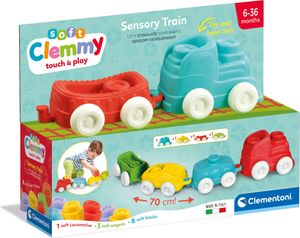 Clementoni Sensoryczny Pociąg Clemmy Miękkie Klocki Lokomotywa Wagony