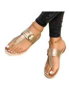 Damen Neue Sandalen Mode Strandschuhe Leichte Flache Hausschuhe Pantoletten,Farbe: Gold,Größe:37