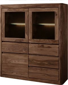 MASSIVMOEBEL24 Highboard Sheesham 128x40x145 smoked cherry gebeizt TORONTO #103