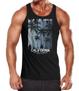 Herren Tank-Top Los Angeles California USA Sommer Bedruckt Print Surfing Fitness Muskelshirt Neverless® schwarz XL