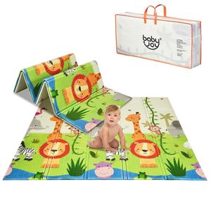 GOPLUS Baby Spielmatte doppelseitig, Krabbelnmatte faltbar, wasserabweisende und rutschfeste Spielmatte, aus ungiftig XPE, Babymatte