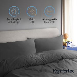 Komfortec Premium Kissenbezüge 2er Set 40x60 cm mit Reißverschluss, gebürstet 100% Polyester 120g/m², Kopfkissenbezug, Superweiches Kissenhülle Set, Anthrazit