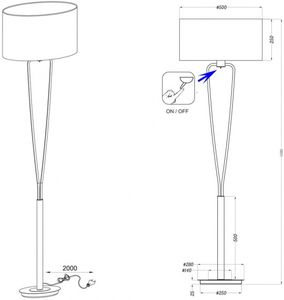 Dizajnová mosadzná stojaca lampa Moderná s odtieňom Obývacia izba Spálňa Jedáleň