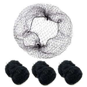100 Stück Haarnetze unsichtbar Elastisches Haarnetz, 20", für Perücken- und Haarfixierung, Damenknotenherstellung, Schwarz