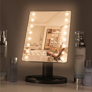 H&S LED Schminkspiegel mit Beleuchtung - Verstellbarer Kosmetikspiegel mit Licht in Schwarz - Make up Spiegel mit extra Vergrößerungsspiegel mit 10-Fach Vergrößerung