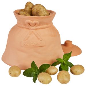 Mambocat Kartoffeltopf Linda Terrakotta Vorrats-Dose Deckel Aufbewahrung Gemüse-Topf natural