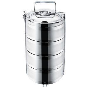 ORION Tragbare Lebensmittelbehälter aus Stahl Thermobehälter Kochgeschirr 4-stöckig 4x1,1l