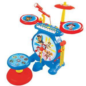 Lexibook K610PA PAW Patrol Helfer auf Vier Pfoten Chase Schlagzeug für Kinder, echter digitaler Drum-Sound, 8-Noten-Tastatu, MP3-Stecker, Sitz inklusive, blau/rot