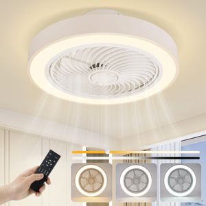ZMH LED stropní ventilátor s osvětlením 40W stropní lampa Ventilátor tichý s dálkovým ovládáním Stmívatelné stropní světlo 6rychlostní časovač Stropní ventilátory do ložnice Bílý pro kuchyně pokoj pro mládež kancelář