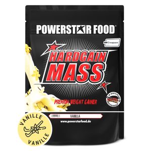 Powerstar HARDGAIN MASS 1600g | PREMIUM WEIGHT GAINER ohne Zucker-Zusatz | Masse, Kraft & Muskelaufbau | Mass Gainer Shake mit Kreatin | Vanilla