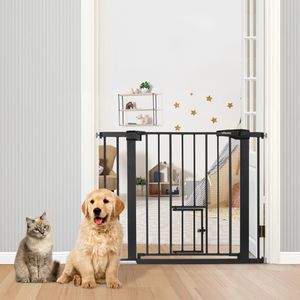 Türschutzgitter Kinderschutzgitter Stop N Safe Extra breites mit Katzentür, 75cm - 103cm Hundetor für Haustüren und Treppen