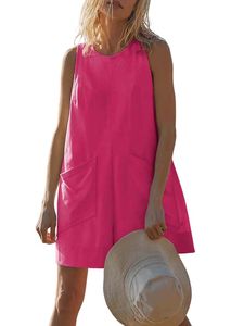 Damen Overalls Leinen Strampler Boho Long Hosen Lässige Feste Farbhose Sommer Jumpsuit Farbe:Rosenrot,Größe L