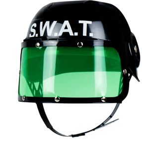 Boland - Kinderhelm Police, Visirhelm Polizist, Kinnriemen, grünes Visir hochklappbar, Kostüm, Karneval, Mottoparty