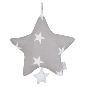 roba Spieluhr 'Little Stars', Einschlafhilfe, Textil-Stern waschbar, Babyzimmer Deko grau / weiß