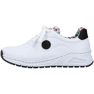 Rieker Damen Sneaker Schnürschuh MemoCup Muster weit sportlich M4903, Größe:40 EU, Farbe:Weiß