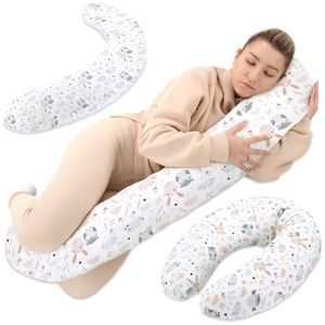 Stillkissen xxl Seitenschläferkissen Baumwolle - Pregnancy Pillow Schwangerschaftskissen Lagerungskissen Erwachsene 165x70 cm Eulen