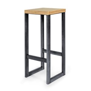 Barová stolička Bistro Stool Industrial Design Loft Steel Restaurant Solid H 75 cm (Dub, Industrial ( Čirý lak ))