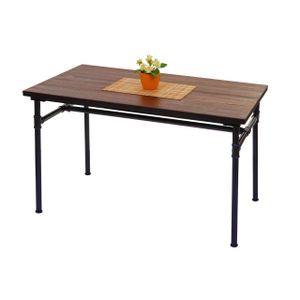 Esstisch HWC-H10b, Tisch Bistrotisch, Metall Ulme Holz Industrial Gastronomie MVG schwarz-braun 120x70cm