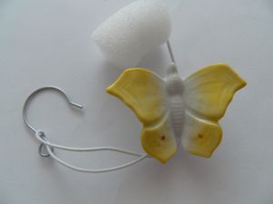 Porzellan Tropfenfänger Schmetterling, groß bemalt, für Kaffee- oder Teekannen, Figur Falter
