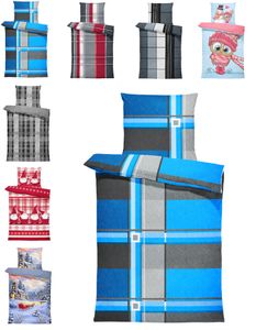 Thermofleece Bettwäsche 4 teilige / 2 teilige Flausch Garnitur Bettbezüge Set, Größe:2 teilig   135x200 cm, Farbe:Kariert blau türkis
