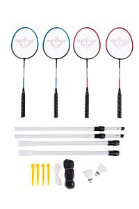 Charlsten Badminton Federball Set - 4 Schläger + 2 Bälle + Netz + Tasche