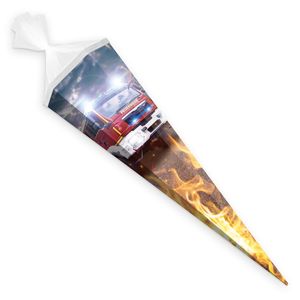 itenga Schultüte Zuckertüte 6eckig 85cm Feuerwehr Verschluss weiss