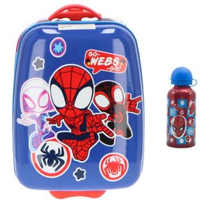 Marvel Spidey Kinder 2tlg Set Trolley Kinderkoffer Aluminium Trinkflasche 400 ml