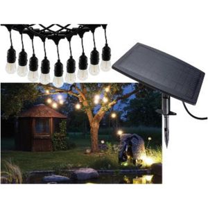 Solar Lichterkette Außen - Solarleuchten Wetterfest 6m lang 10 LED Lampen IP44 Aussenbeleuchtung Outdoor - Solarpanel mit Akku - AussenLichterkette für Hochzeit Party Weihnachten