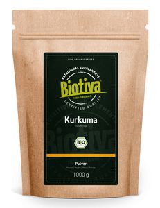 Biotiva Kurkuma Pulver 1000g aus biologischem Anbau
