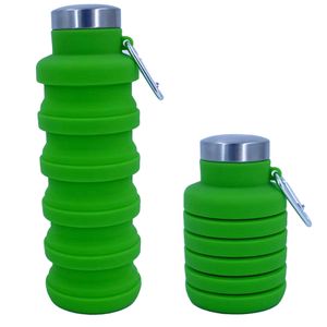 Faltbare Wasserflasche, Silikon-Sport-Wasserbecher mit großer Kapazität für den Außenbereich, tragbare Teleskop-Trinkflasche (Hellgrün)