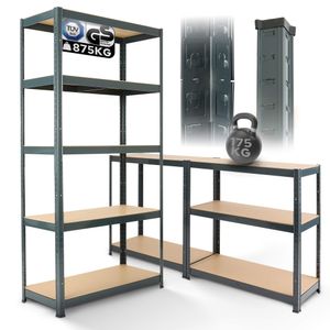 Regały AREBOS do dużych obciążeń 180x90x40 cm | 875 kg nośności | 0,63 mm | 5 płyt MDF Regały magazynowe Regały piwniczne Regały wtykowe Regały warsztatowe | Antracyt