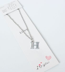 Halskette mit Strass Buchstaben Anhänger Buchstabe Buchstabe H