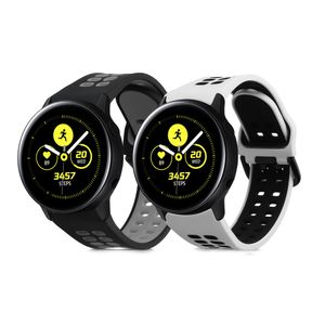 kwmobile 2x Sportarmband kompatibel mit Samsung Galaxy watch 5 / Watch 5 Pro Armband - Fitnesstracker Band Set aus TPU Silikon in Schwarz Grau Weiß Schwarz