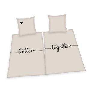 HERDING HOME - "Better together" Partnerbettwäsche, Doppelpack, 80x80 cm + 135x200 cm