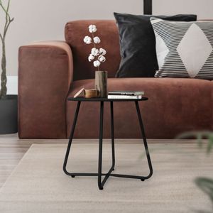 ML-Design Kleiner Beistelltisch, 52x46 cm, Schwarz aus Metall, Runder Kaffeetisch für Draußen, Sofatisch Wohnzimmertisch Couchtisch Nachttisch Gartentisch Terrassentisch Metalltisch