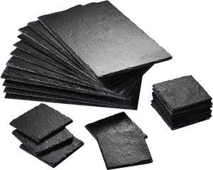 MALACASA »Nature.Slate«, Servierplatte aus Naturstein, 16-tlg. Schieferplatte Set