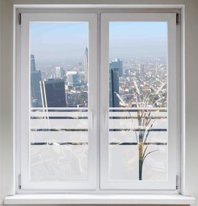 INDIGOS UG Sichtschutzfolie Fensterbild Fensterfolie Glasdekor Rohrkolben Bambus satiniert blickdicht ORACAL® - 1200mm Breite x 500mm Höhe