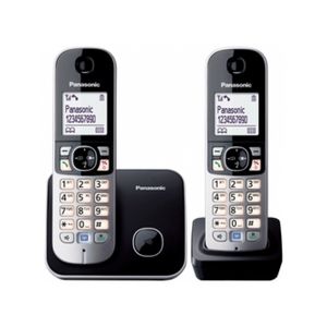 Panasonic KX-TG6812FRB, DECT-Telefon, Kabelloses Mobilteil, Freisprecheinrichtung, 100 Eintragungen, Anrufer-Identifikation, Schwarz, Silber