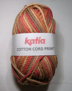 Baumwolle CORD PRINT von Katia - BEIGE/CAMEL/ZIEGEL (100) - ca. 50 m/100 g