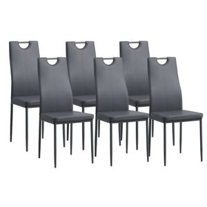 Albatros Esszimmerstühle SALERNO 6er Set, Grau - Edles Italienisches Design, Polsterstuhl mit Kunstleder-Bezug, Modern und Stilvoll am Esstisch - Küchenstuhl oder Stuhl Esszimmer mit hoher Belastbarkeit