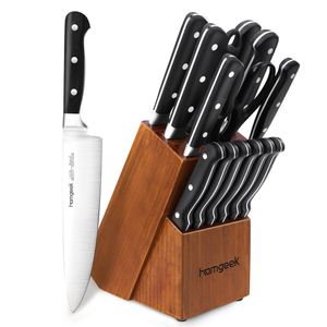 Scharfe Messer Set 15 teilig , Profi Küchenmesser Set, Edelstahl Klingen  - Chef Knife ,Mit Messerblock