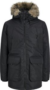 Jack & Jones Construct Faux Fur Parka Schwarz S Mann Schwarz S