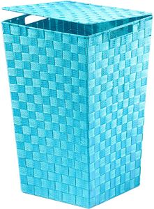 Kobolo Wäschekorb Wäschebehälter Wäschesortierer quadratisch hellblau aus Nylon auf Metallrahmen