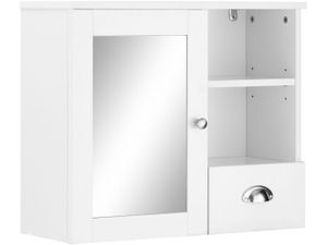 Schrank mit Spiegel, 1 Tür und 1 Schublade in Weiß