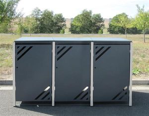 Mülltonnenbox für 3 Mülltonnen mit Klappdeckel grau DB703/RAL9006