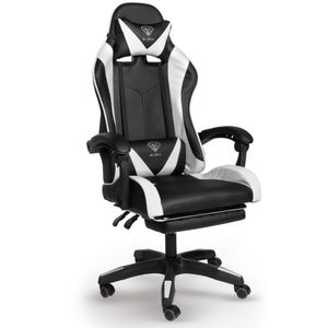 Chefsessel Stuhl Home Office Chair Racing  Bürostuhl Sportsitz Büro Stuhl, Farbe:Schwarz/Weiß