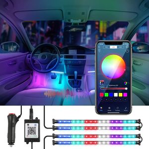 Auto RGBIC LED  4pcs 72LED Fußatmosphärenleuchten APP-Steuerung,Kfz-LED-Dekorationsleuchten,Auto-Atmosphärenlicht ,Streifen Licht Neonleuchtleisten Mit App
