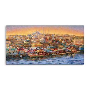 Coloray Acrylbild 120x60  Wandbild Acrylbilder Malerei Istanbul Golden Horn Bay